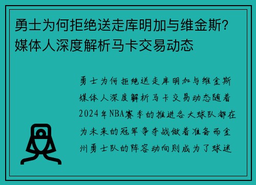 勇士为何拒绝送走库明加与维金斯？媒体人深度解析马卡交易动态